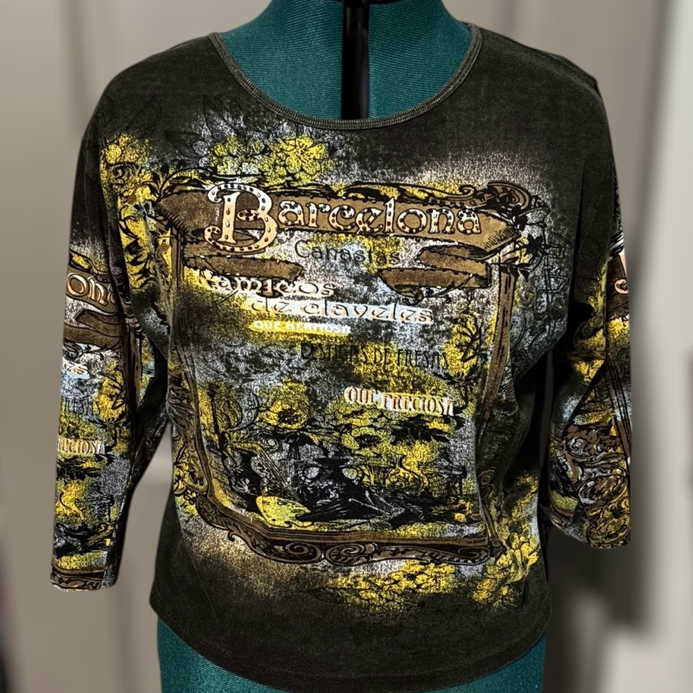 Jane Ashley Barcelona Graphic Women's Top - Black and Yellow‎